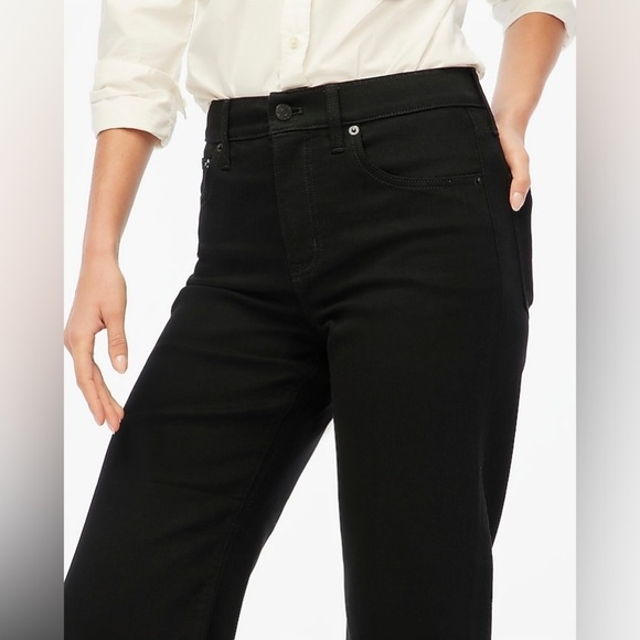 NWT J. Crew Factory Black Wide-Leg Crop Jean in All-Day Stretch, Size 33 - Picture 3 of 15